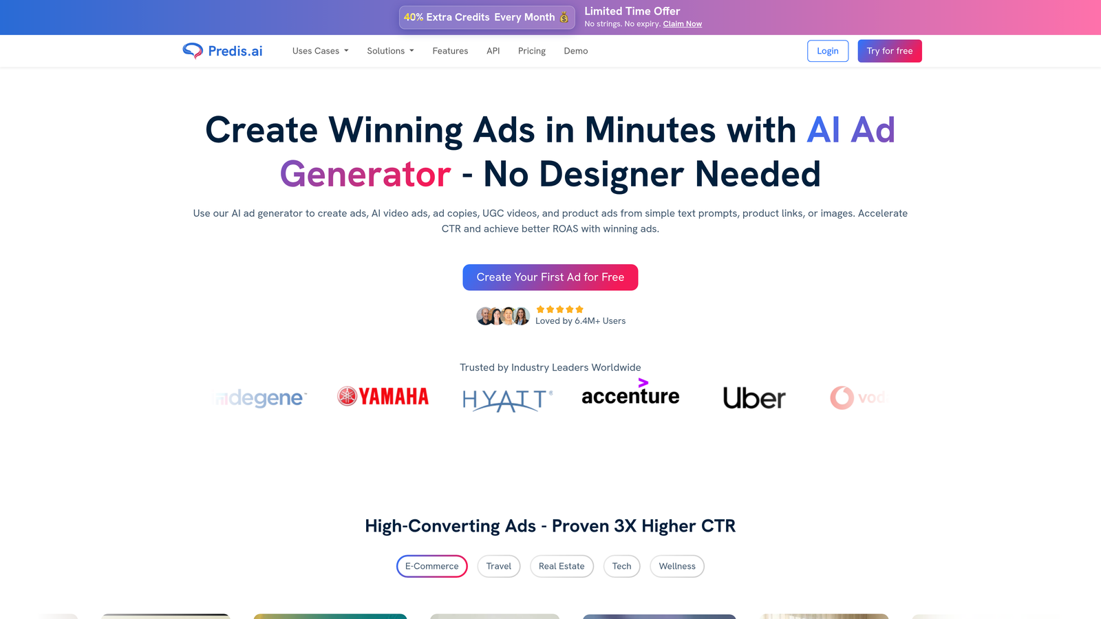 Screenshot of Predis.ai website