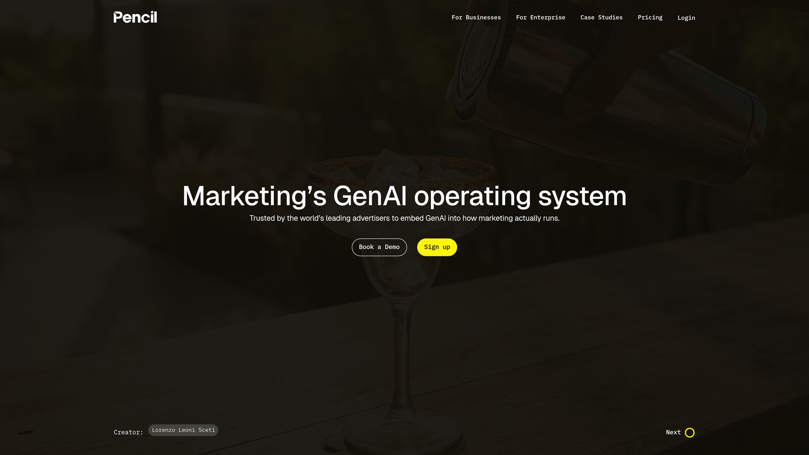 Screenshot of Pencil website