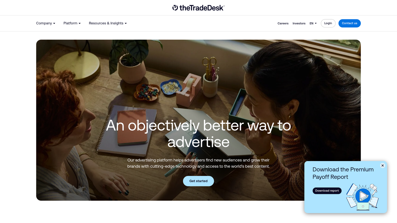 Screenshot of The Trade Desk website homepage