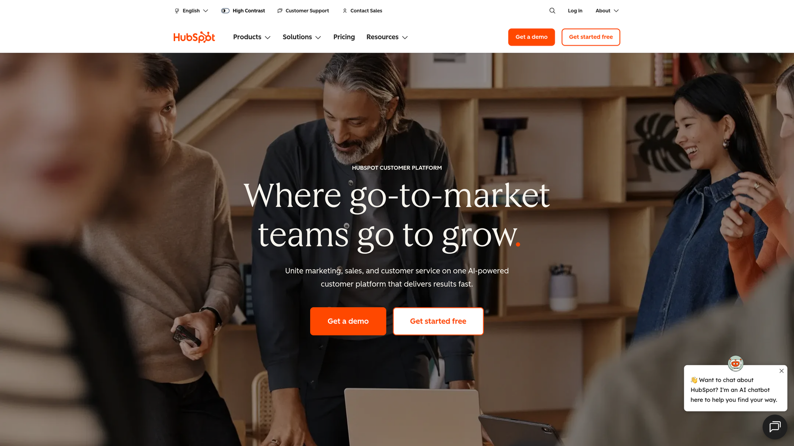 Screenshot of HubSpot AI Agents website