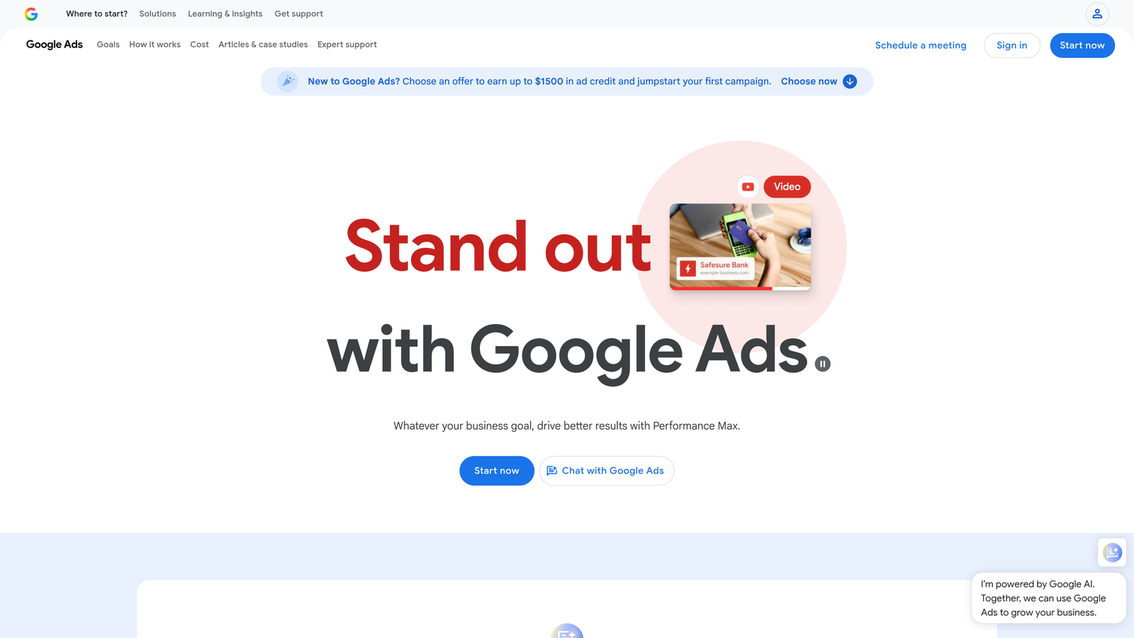Screenshot of Google Performance Max website