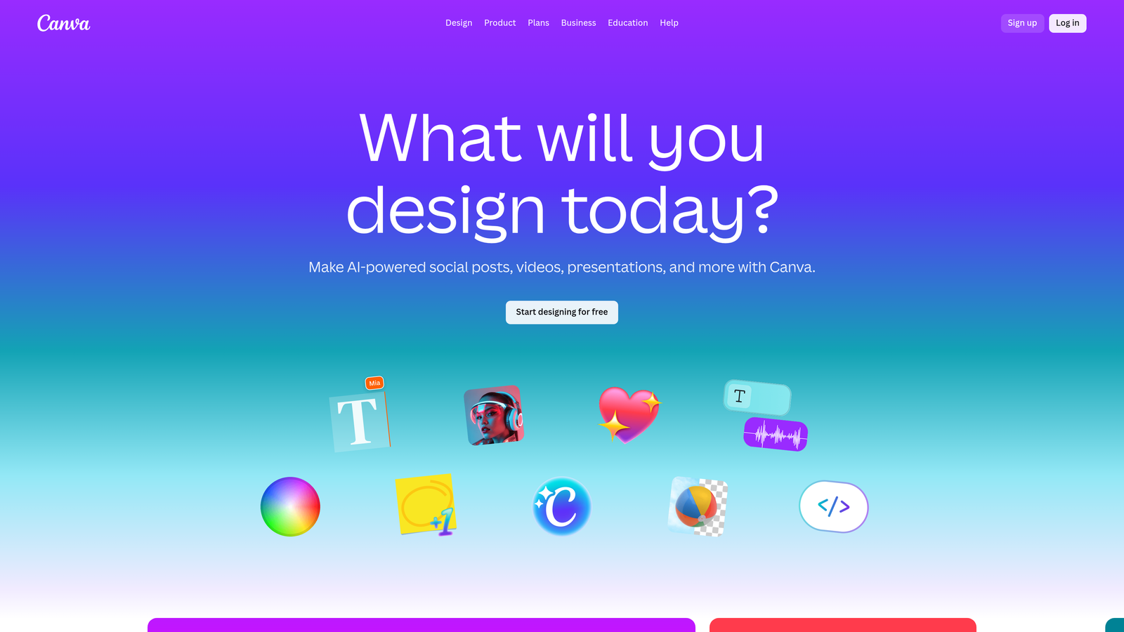 Screenshot of Canva website