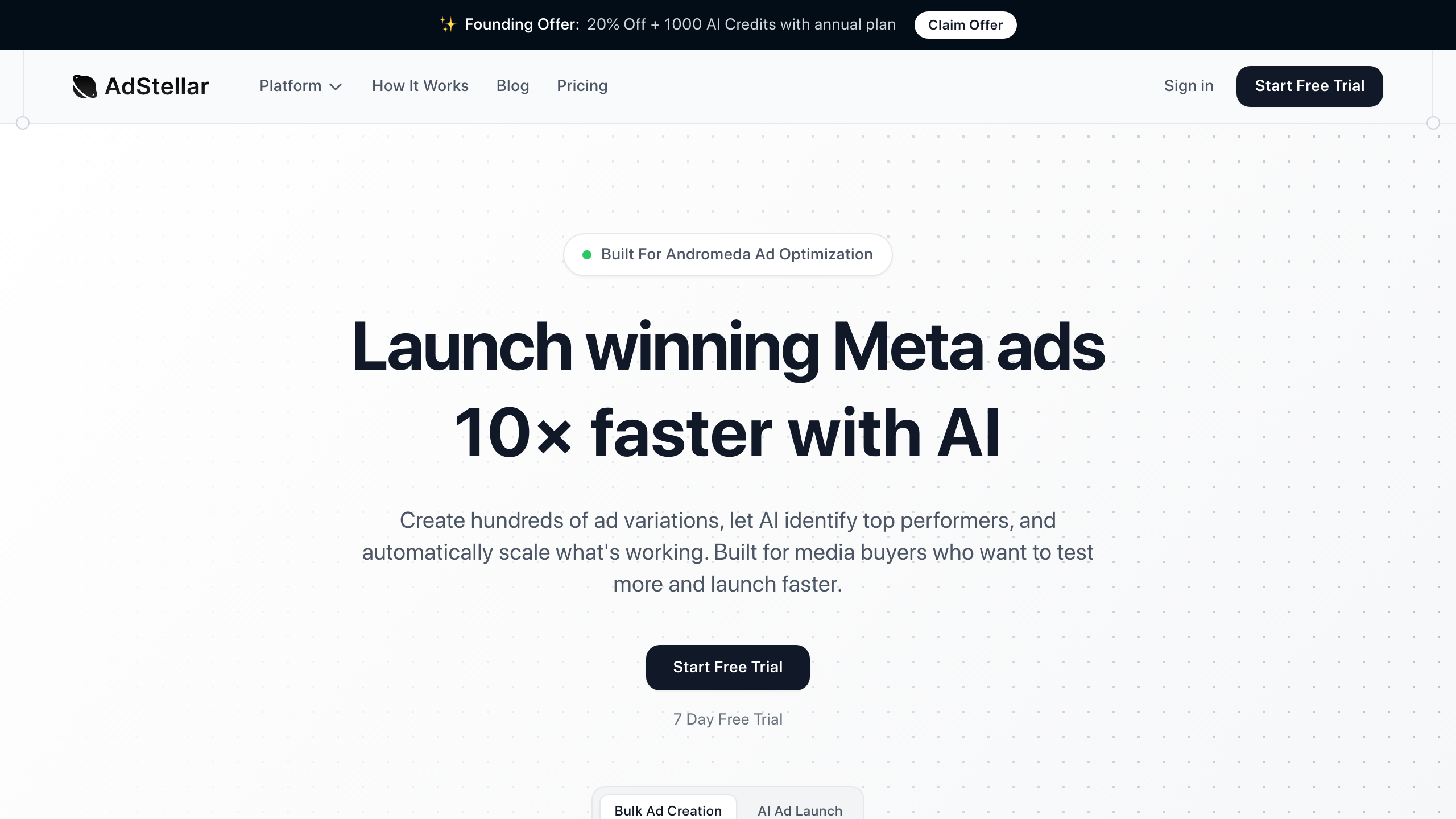 Screenshot of Adstellar website homepage