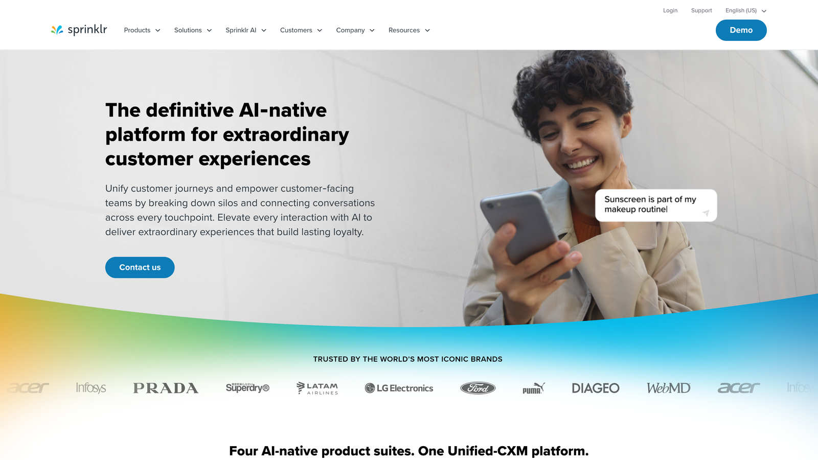 Screenshot of Sprinklr website