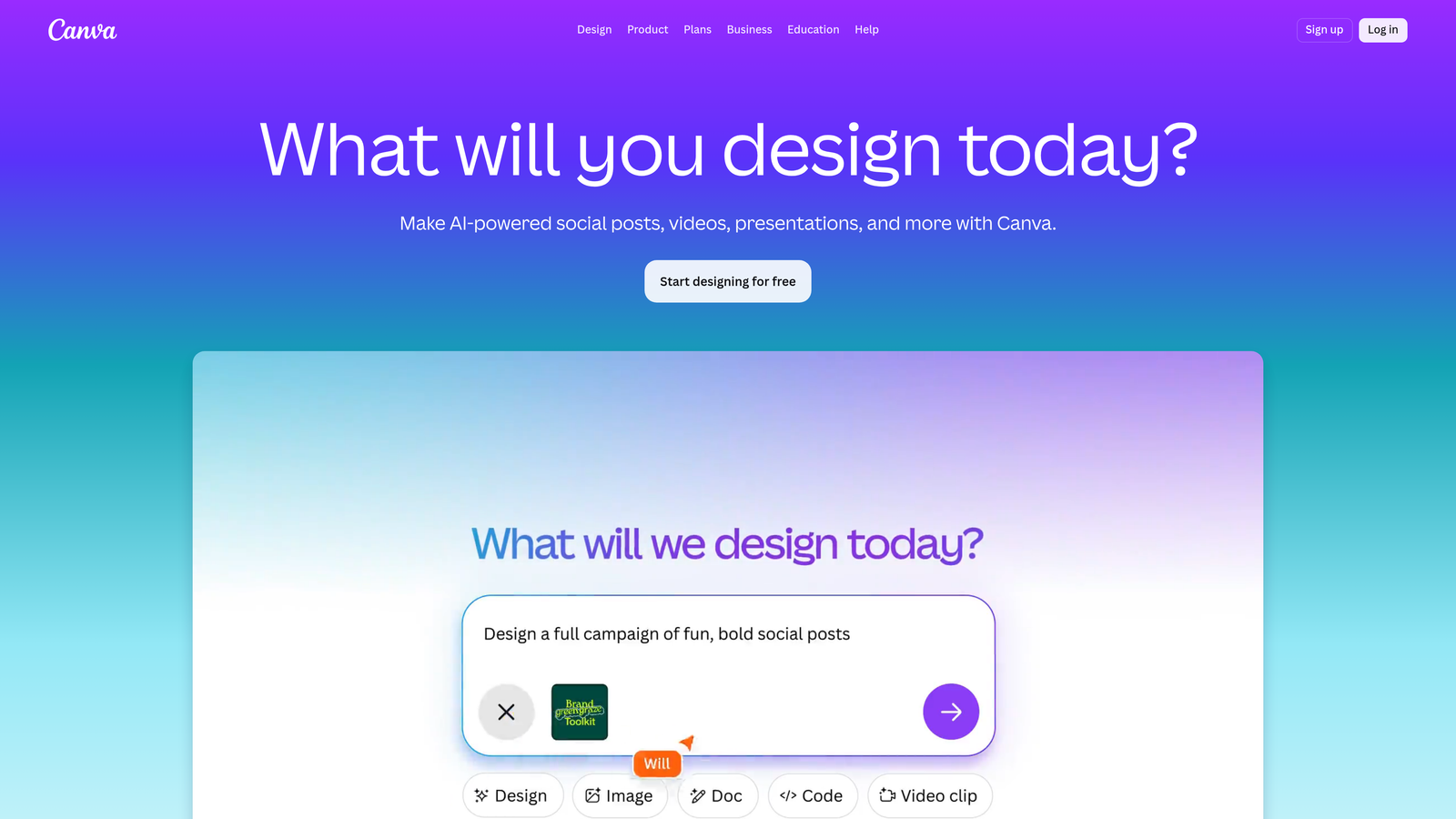 Screenshot of Canva Video (Magic Studio) website