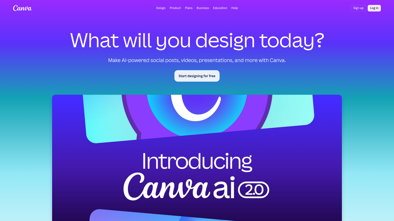 Screenshot of Canva website