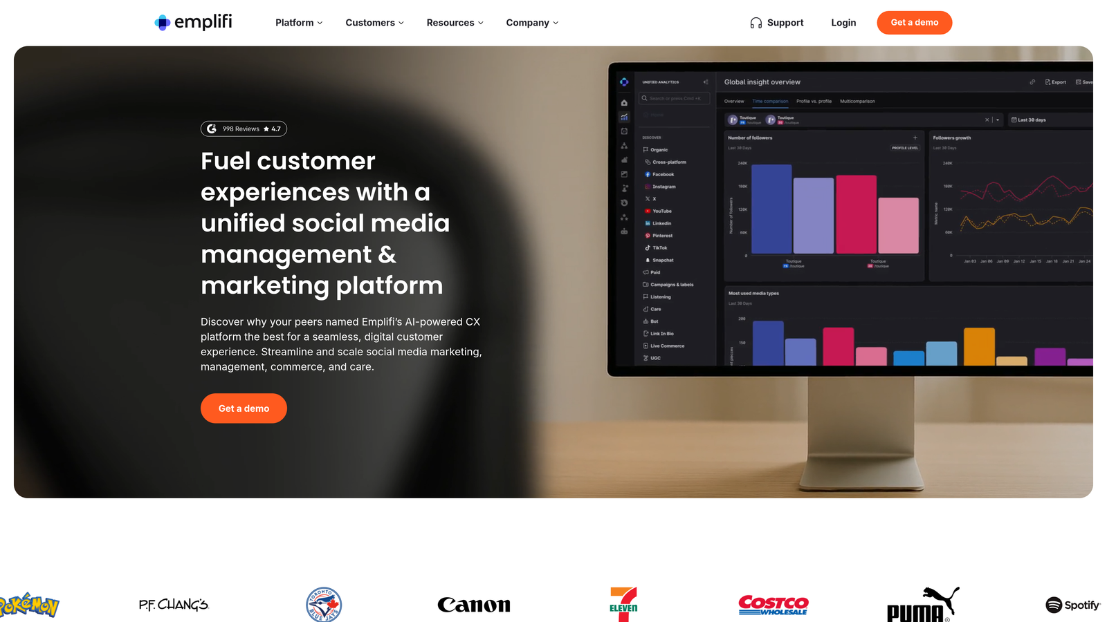 Screenshot of Emplifi website