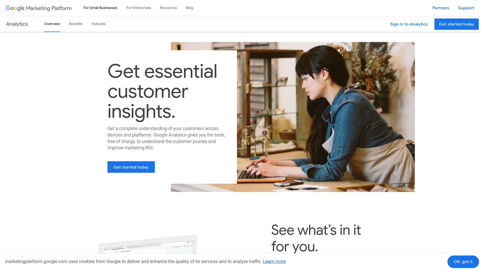Screenshot of Google Analytics website