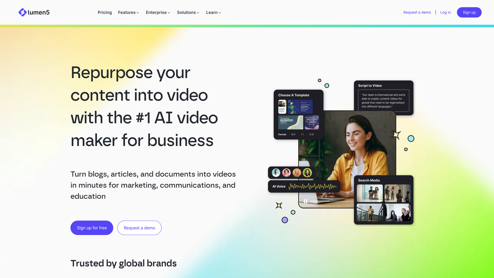 Screenshot of Lumen5 website